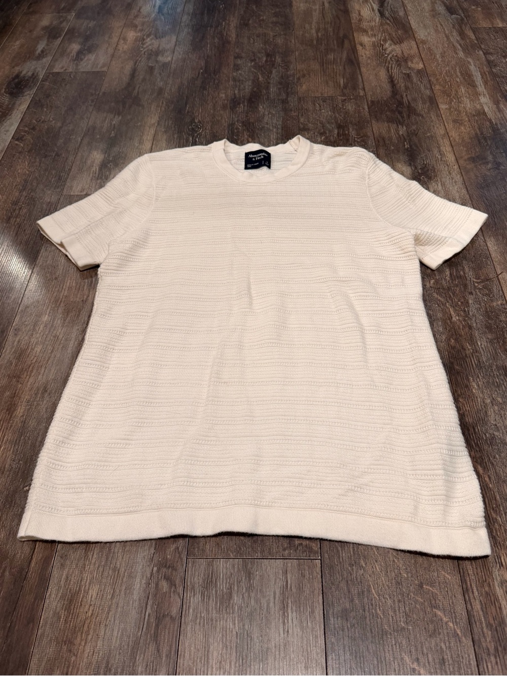 Abercrombie & Fitch Cream Textured Short Sleeve Tee